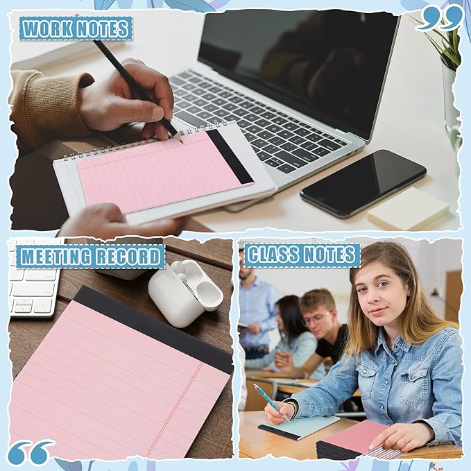 Lincia 24 Pcs 4" x 6" Legal Pad Writing Notepads Small Legal Pad College Ruled 30 Sheets Multiple Color Lined Note for Work 80 Gsm Paper for Grocery List Shopping List (Earthy Color)