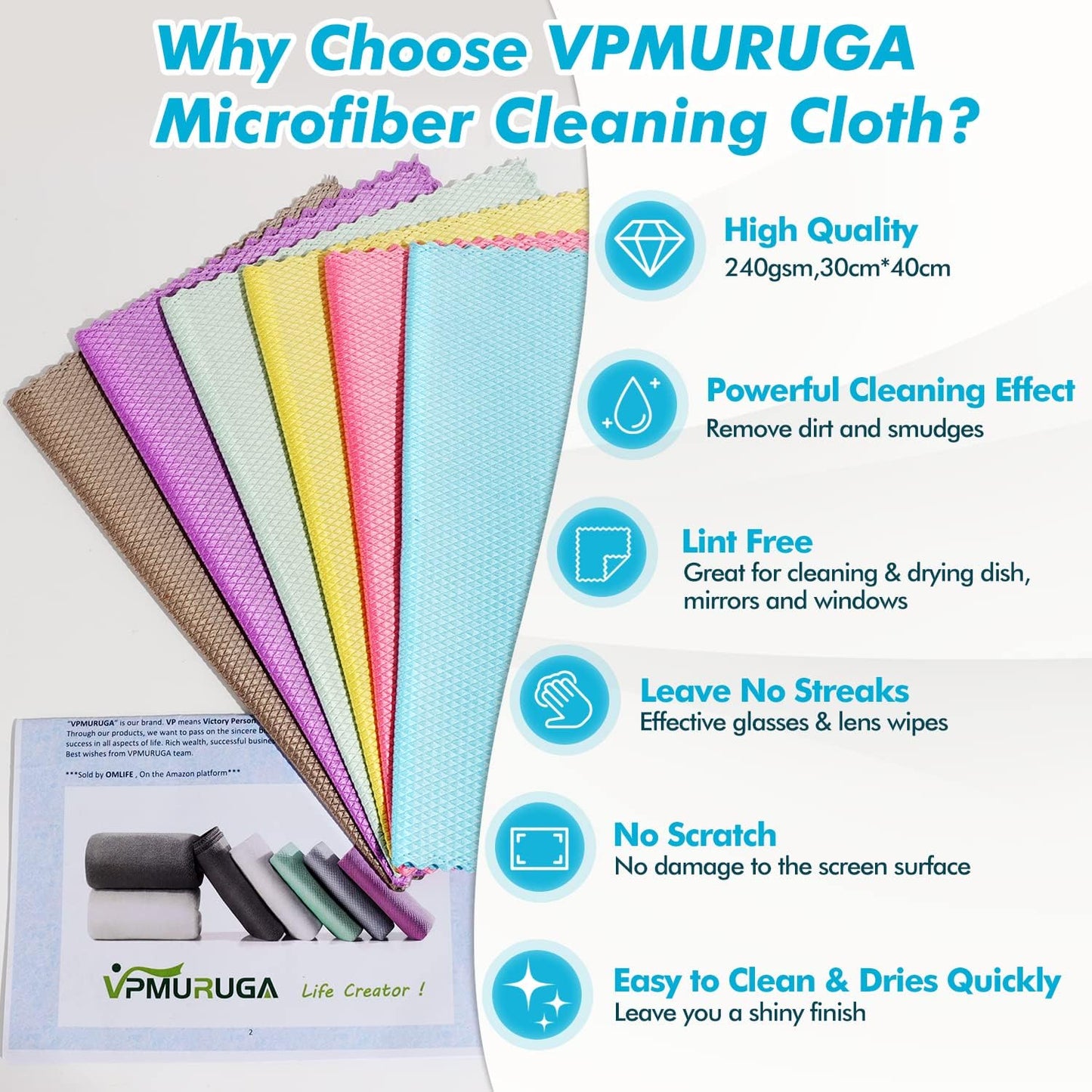 Easy Clean Fish Scale Nanoscale Dish Cloths,Streak Free Miracle Microfiber Cleaning Cloths for Kitchen,Counter,Washing Dish,Window,Mirror,Glass Lint Free Polishing Rag,All-Purpose,Reusable,Pack of 24