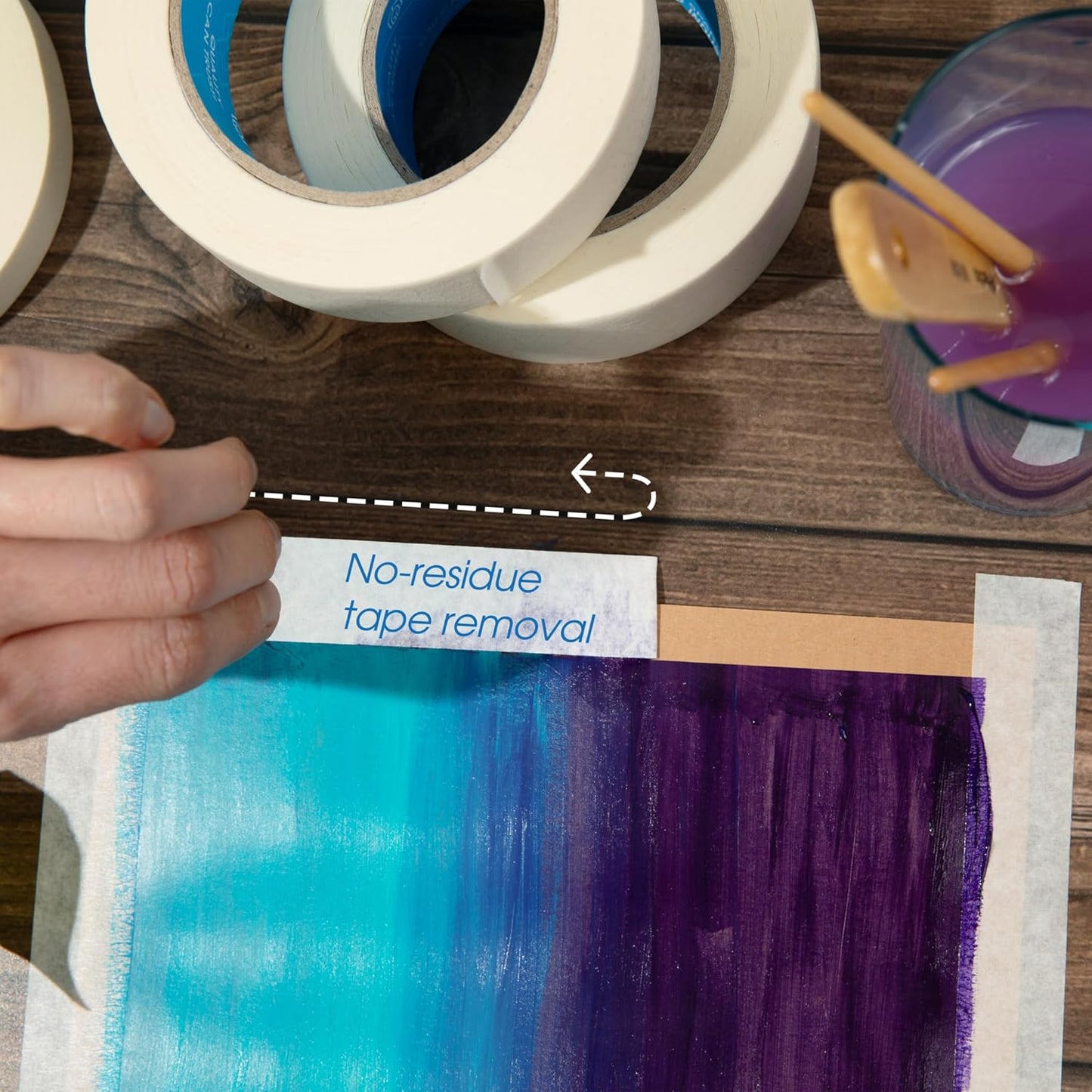 SPARTAN INDUSTRIAL - 1.5" X 60 yd Masking Tape for Construction, Painting, Crafts, and More - 12 Rolls of Removable Tape, 5.5 Mil