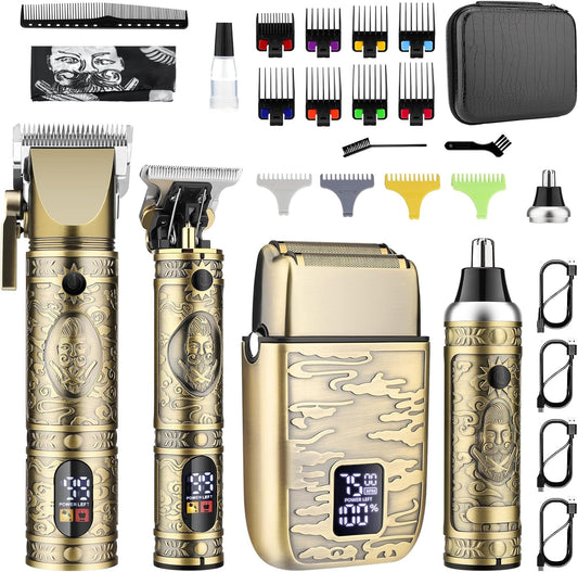GSKY Hair Clippers for Men Professional, Beard Trimmer Kits & Sets, Cordless Mens Hair Trimmer, Electric Shavers, Haircutting Machine with LED Display, for Barber