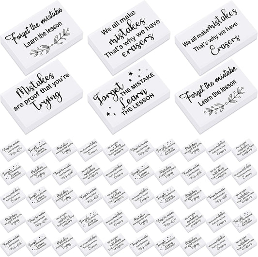 Nezyo 100 Pcs Inspirational Erasers Bulk for Kids Back to School Gifts Fun Erasers Motivational Reward Supplies for Classrooms Students Teachers Office Supplies(White)