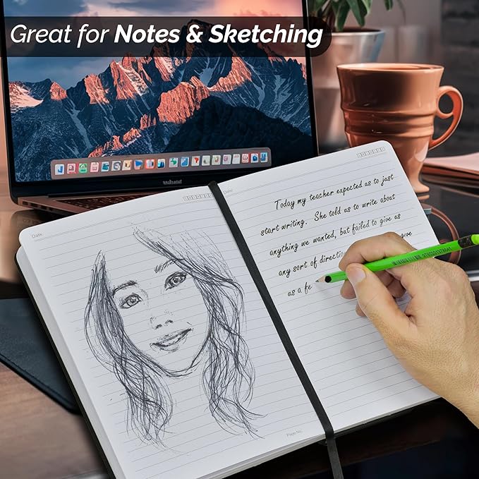 Nextnoid Hardcover Lined Journal Notebook - 120 GSM Thick Paper, Medium A5(5.7" x 8.3"), 160 Pages - Perfect For Writing, Journaling and Note-Taking (Green,Ruled)