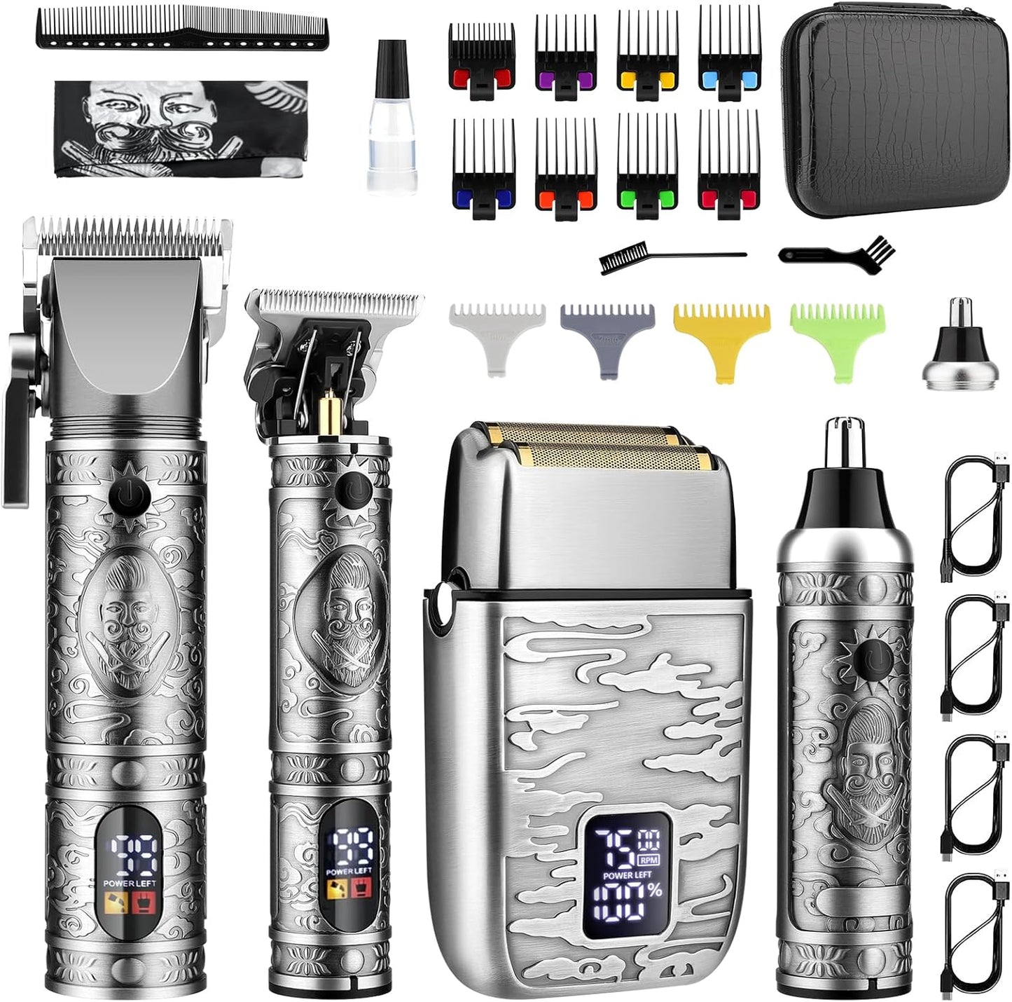 GSKY Professional Hair Clippers, Men's Beard Trimmer & Grooming Kit with Electric Razor, Clippers & Trimmers Set, Hair Cutting Machines