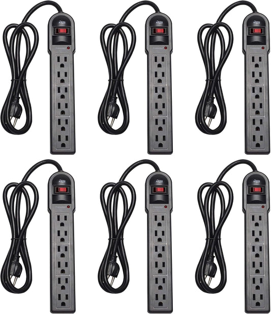 KMC 6-Outlet Surge Protector Power Strip 6 Pack