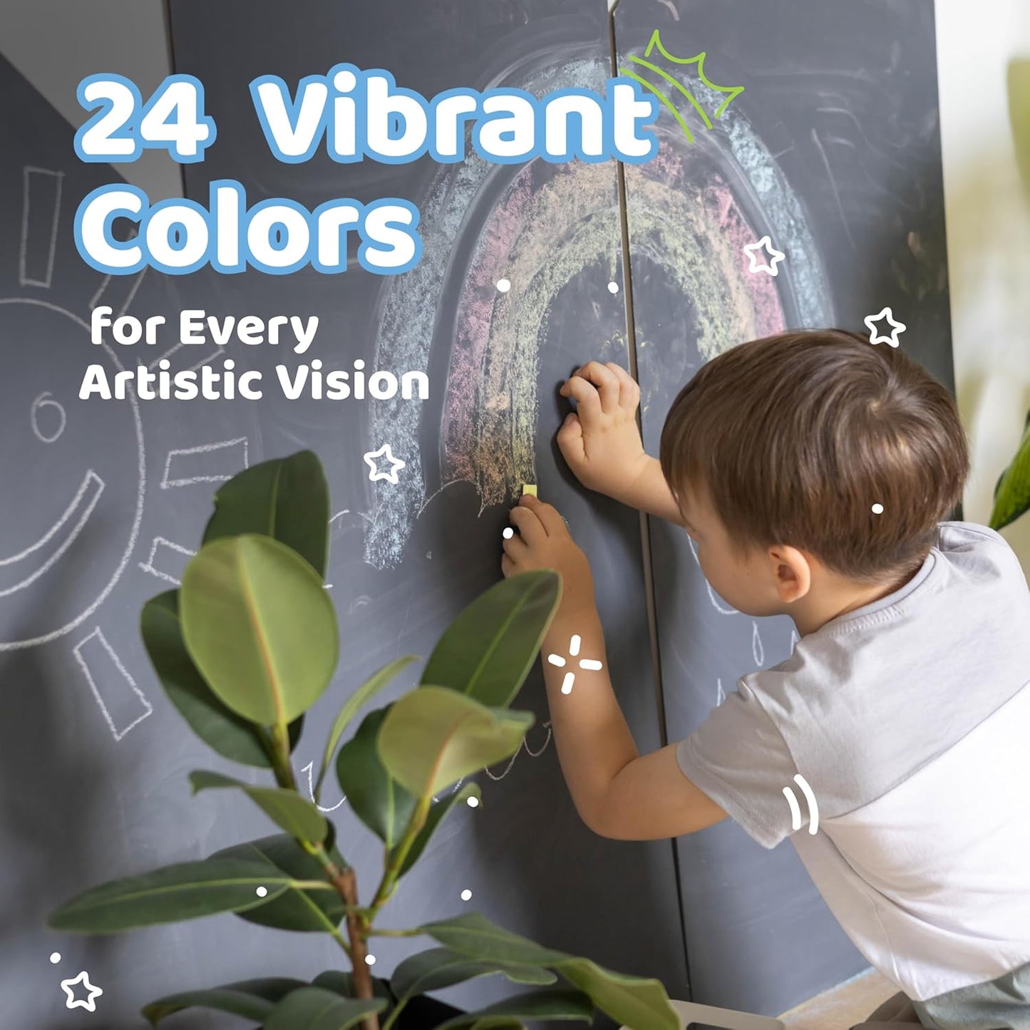 Neliblu 24-Piece Soft Pastels for Kids - Multi Color Pastel Chalk for Art Painting - Pastel Sticks Suitable on Paper, Blackboards, Sidewalk Blocks - For Kids, Adults, Professional Artists