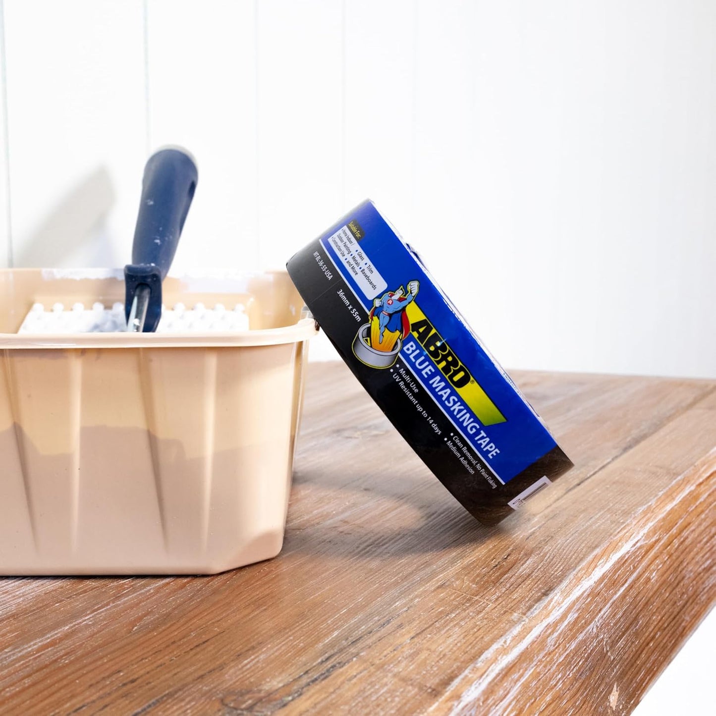 ABRO Blue Painters Tape 1.5 Inch Wide, 36mm x 55M, All Purpose Blue Tape, Temporary Labeling, Easy Tear, Clean Removal, Masking Tape Colored DIY or Pro