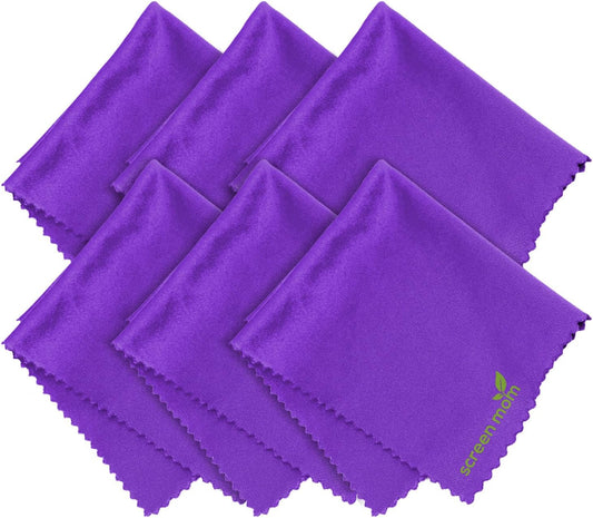 Screen Mom Screen Cleaner Purple Microfiber Cloths (6-Pack) - Microfiber Screens Cleaner Cloths, TV Cleaning Cloth for Electronic Cleaners, Laptop, Computer & Car Screens Cleaning Kit, TV Cleaners