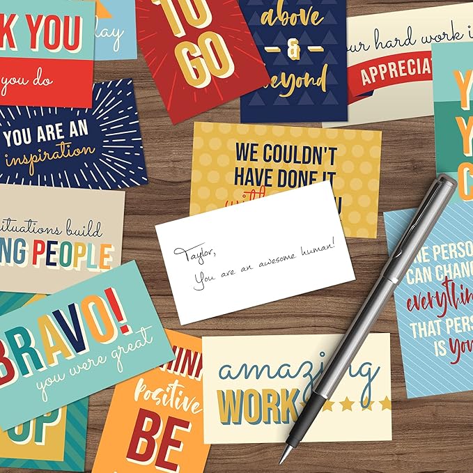Canopy Street Colorful Gratitude Encouragement Cards / 50 Motivational Kindness Cards / 25 Inspirational Quote Designs/Flat 2" x 3.5" Employees Students Coworkers Uplifting Mini Card