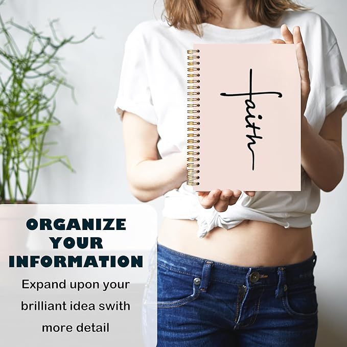 BearCake Faith Journal, Christian Notebook, Christian Gifts for Women, Bible Notebooks for Note Taking, Bible Journaling Notebook, Prayer Journal, Hardcover Spiral Notebook 5.5x8.3