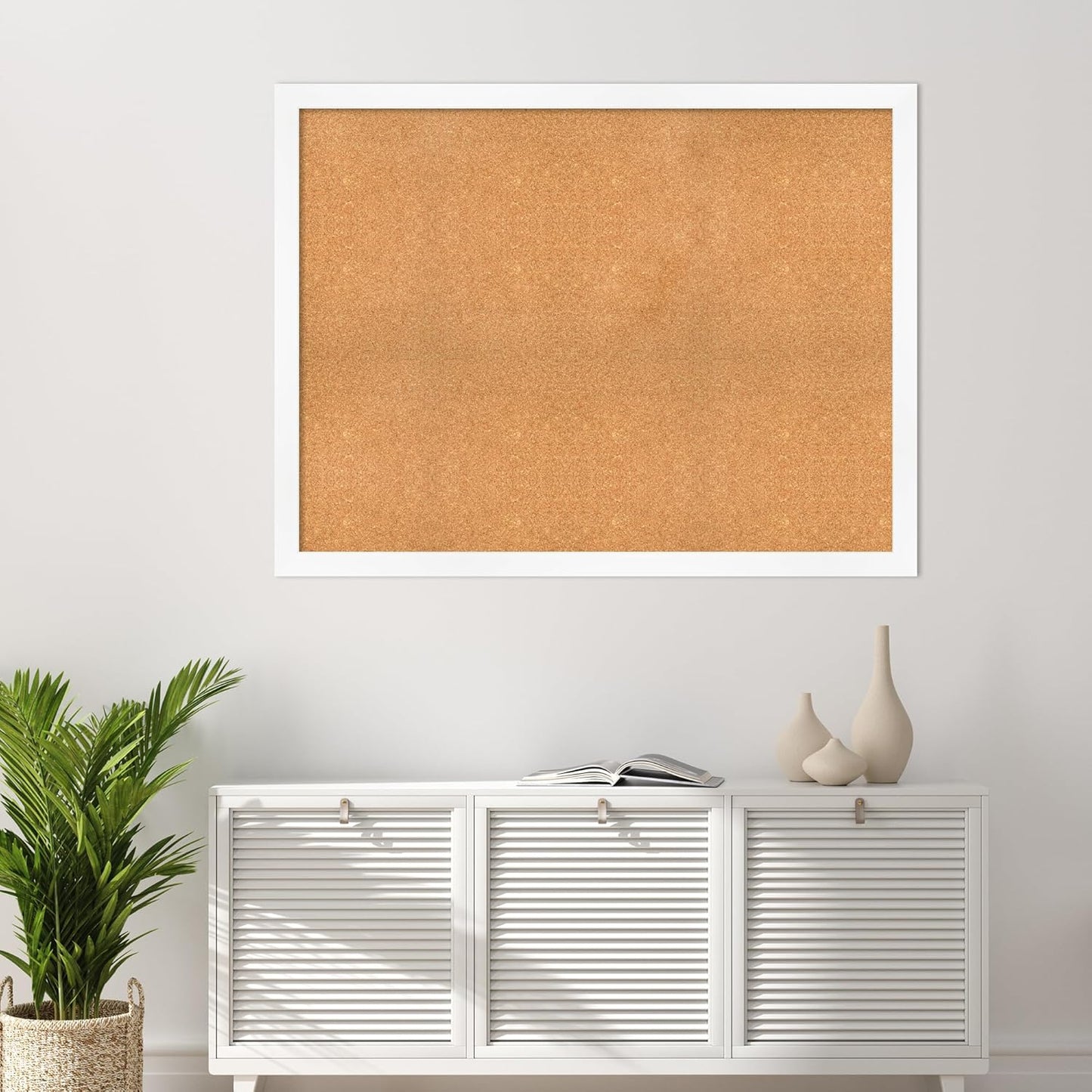 Amanti Art Natural Cork Board for Wall, 39x51 Vision Board with White Frame, Oversize Corkboard Office Decor for Home Organization, Modern Corkboard Pinboard to Display Items for Home Organization in