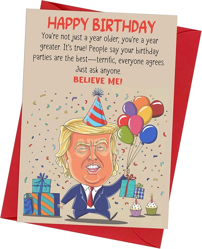 Funny Birthday Card for Him, Her, Men, Women, Dad, Mom, Grandma, Grandpa, Wife, Husband - Folded 5"x7" Cardstock with Red Envelope - Happy Birthday Gift Card