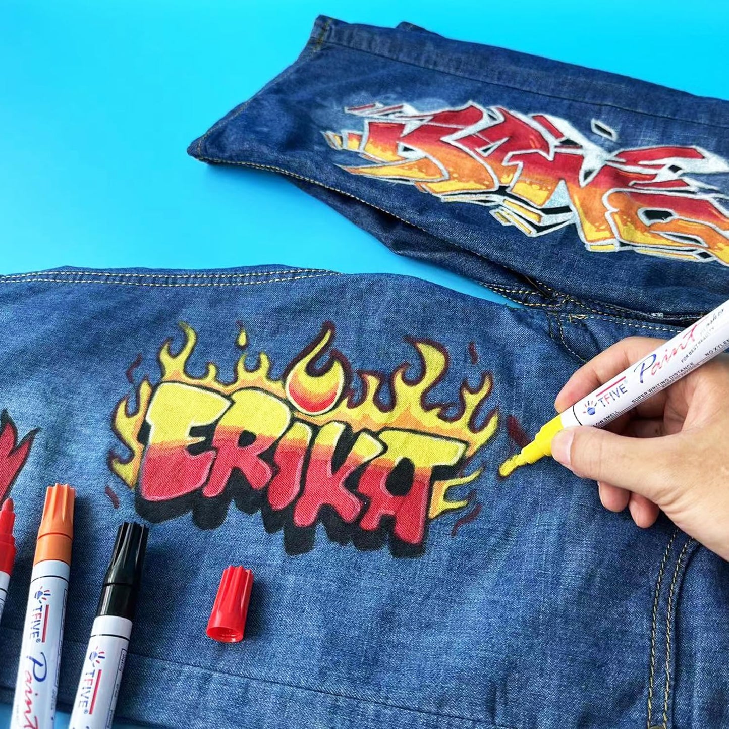 TFIVE Yellow Paint Pens Markers - 12 Pack Oil Based Permanent Marker, Medium Tip, Never Fade, Quick Dry, Waterproof Paint Pen for Rocks Painting, Wood, Fabric, Plastic, Canvas, Glass, Metal