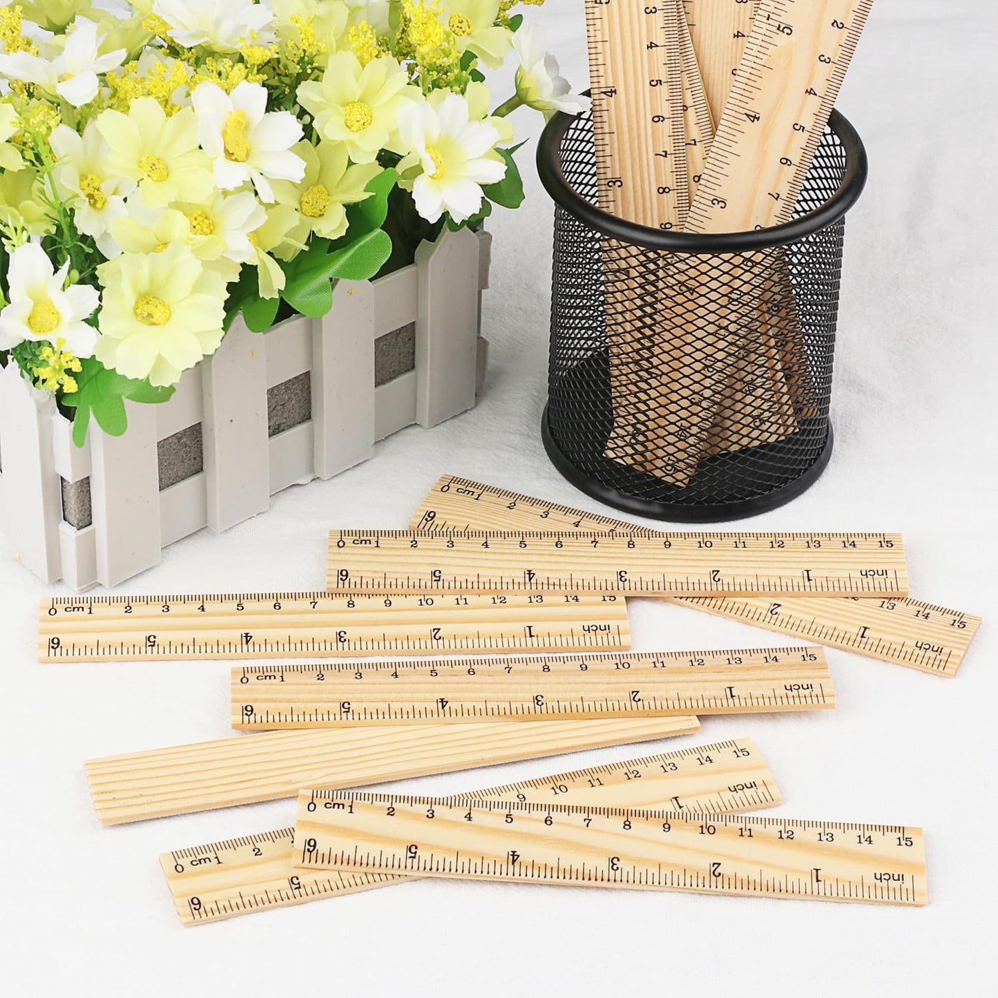 288 Packs Wooden Rulers, 6 Inch Double Sided Wood School Ruler for Home, Student, Office Use, 2 Scale,by, GNIEMCKIN.