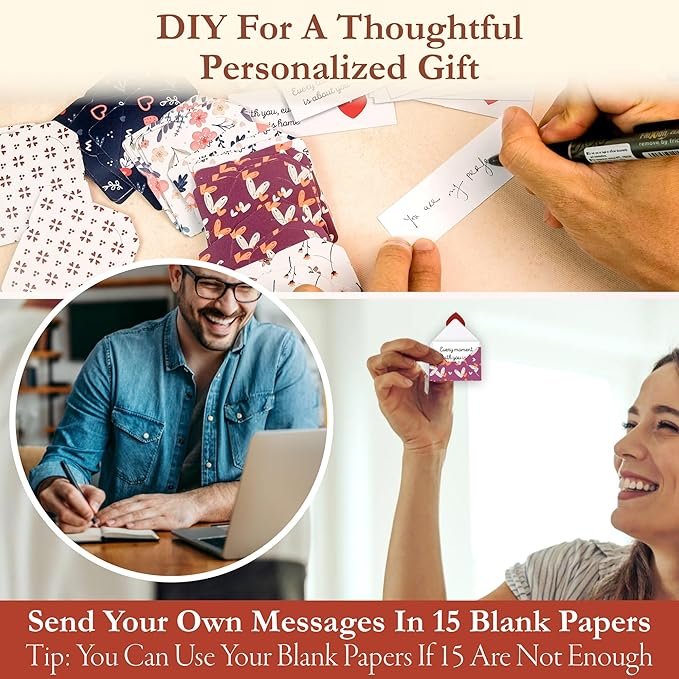 Mini Love Notes For Him Her - Cute Couple Gifts For Him Boyfriend Long Distance, Romantic Valentines Day Gifts For Men, Lunch Box Notes For Husband, Tiny Love Letters Message Note Cards