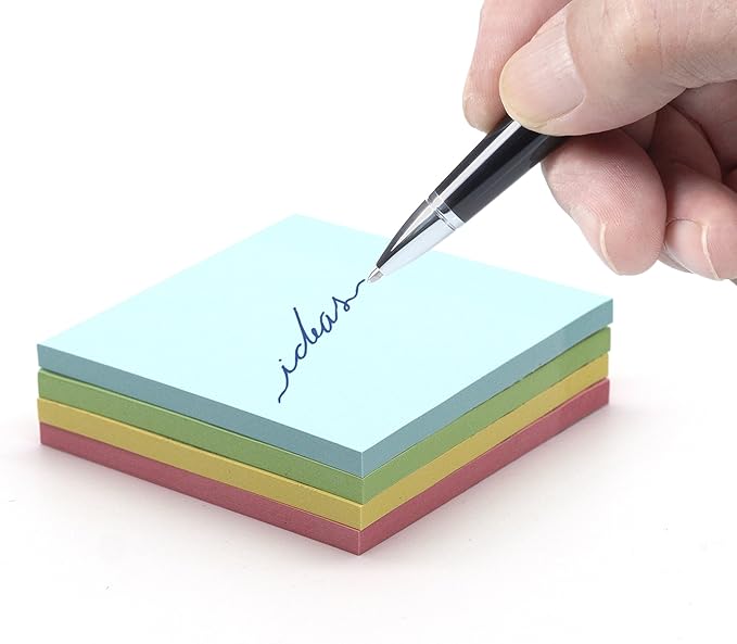 Emraw Sticky Notes Stick It Stickies, Plain Small 3" x 3" Square Pastel Watercolor Removable Self Stick On Note Memo Pad for Office, Home, School - Pack of 8 Pads