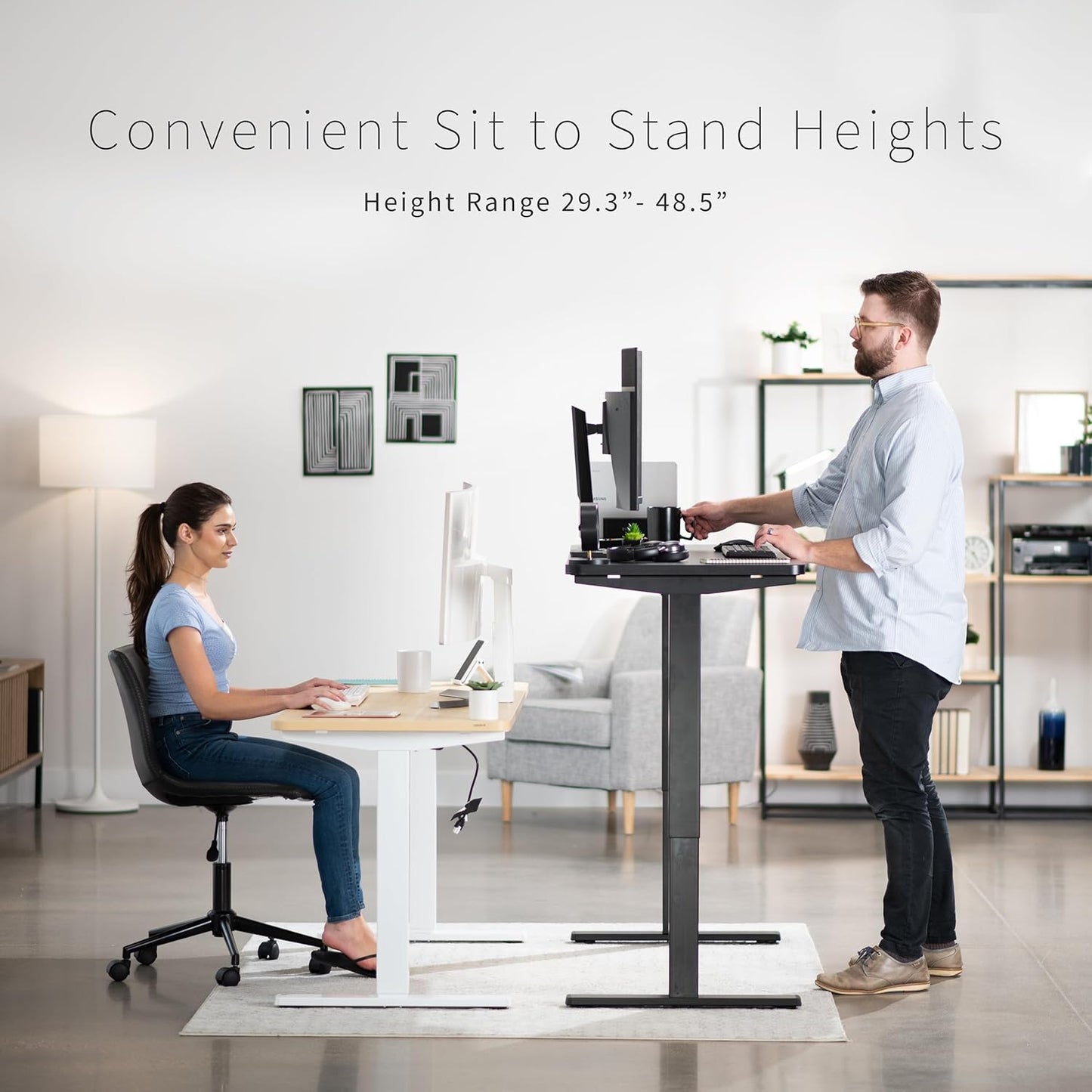 VIVO Electric 60 x 24 in Rustic Standing Desk, Memory Height Adjustment, 1B Series, One-Piece Vintage Brown Top, White Frame, DESK-KIT-1W6N