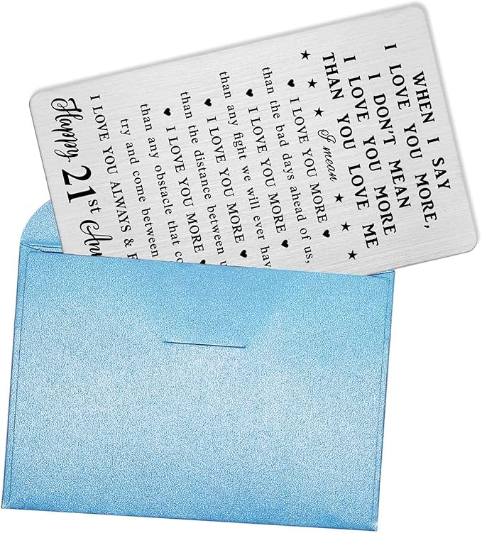 CPLJW 21st Anniversary Wallet Card Gifts for Husband, 21 Year Anniversary Steel Gifts for Men, Happy 21st Anniversary Romantic Gifts