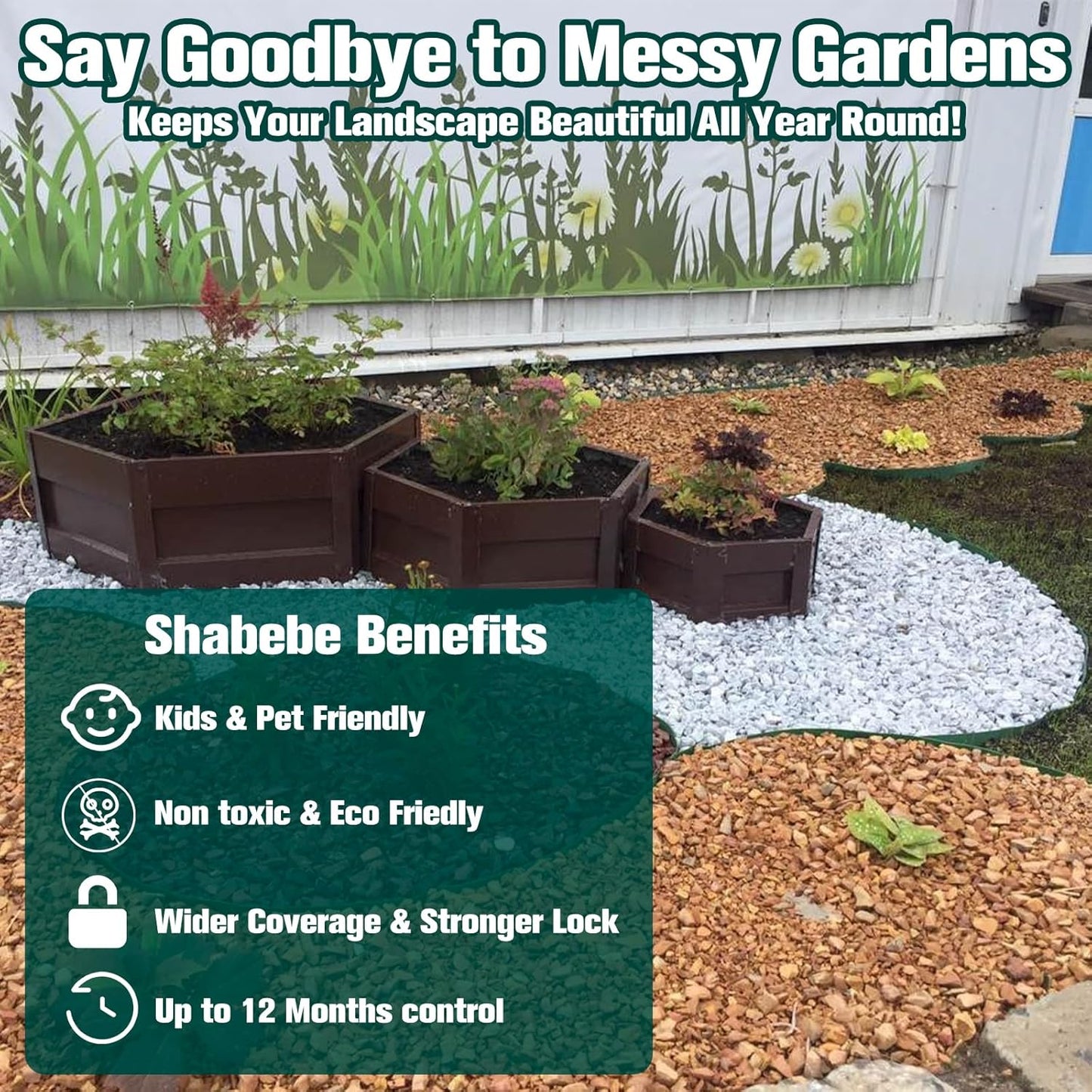 Mulch Glue -1 Gallon Rock Glue for Landscaping, Professional Landscape Adhesive for Rocks, Pea Gravel &Stones | Fast-Drying, Super Strong Binder | Secures Rubber in Garden, Pathways & Landscaping