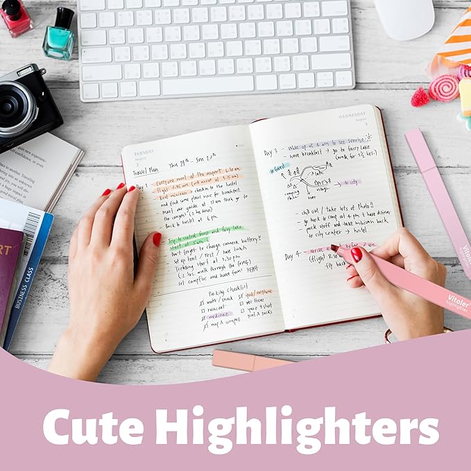 Highlighters Assorted Colors,10Pcs Pastel Highlighter No Bleed,Chisel Tip Bible Highlighters,Book Highlighter Bible Study Supplies