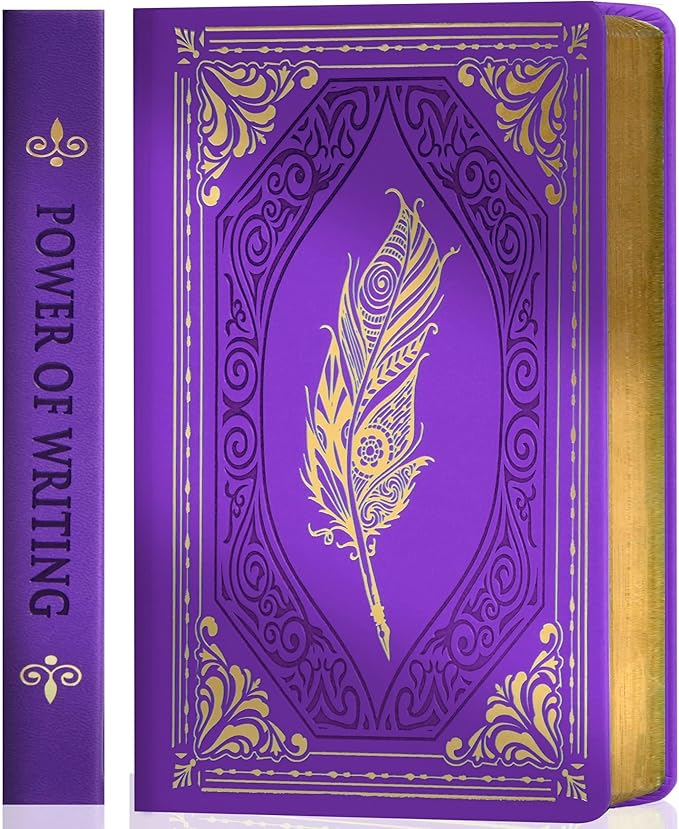 CAGIE 320 Pages Thick Hardcover Journaling Notebooks Vintage Leather Journal for Women Men A5 College Ruled Journals for Writing with Gift Box, 5.7 x 8.3 in, Purple