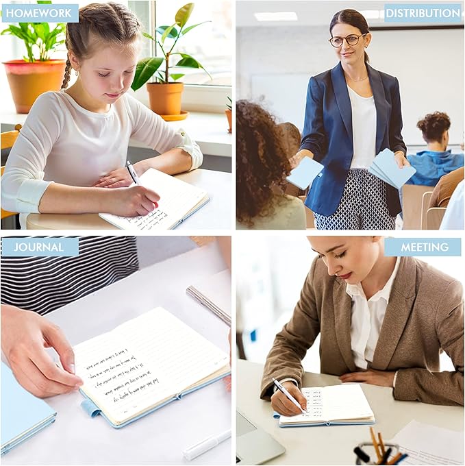 feela 15 Pack Pocket Small Notebooks Bulk, Mini Cute Memo Notepads Hardcover College Ruled Lined Journals with Pen Holder for Women Girls Office School, with 15 Black Pens, 3.5”x 5.5”, A6, Light Blue