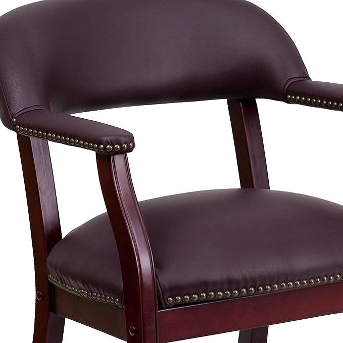 EMMA + OLIVER Burgundy LeatherSoft Conference Chair with Casters