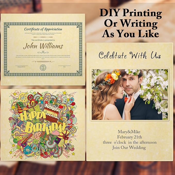 Epakh 200 Sheets Old Age Parchment Paper 8.5 x 11 Inch Standard Letter Vintage Colored Old Parchment Semblance Double Side Printing Paper(Light Beige)