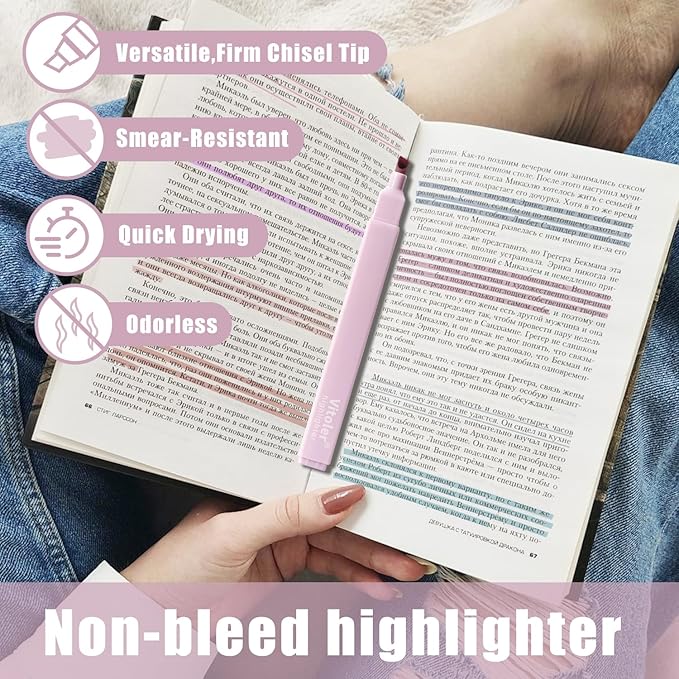 Pastel Highlighters,8pcs Bible Highlighters with Chisel Tip,Cute Markers Highlighter No Bleed,Bible High Lighters Assorted Colors for School Journaling