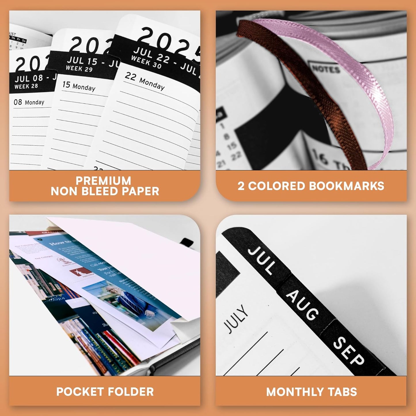 Ensight 2025-2026 HARDCOVER Leather Planner Weekly & Monthly - 6.5x8.5 Inches - Academic Planner Business Personal or Student - Pen Holder, Thick Paper, July 2025 - June 2026 (Brown)