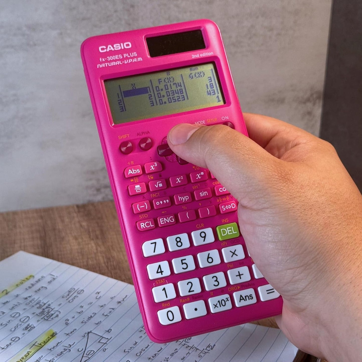 Casio fx-300ES Plus 2nd Edition – Standard Scientific Calculator | 262 Functions, Natural Textbook Display℠ | Ideal for Middle School, High School Math, Statistics & Algebra | Pink
