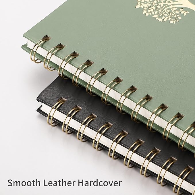 RETTACY Graph Grid Paper Notebook, 110 Pages, A4 Large Size (8.5'' × 11''), 5 Squares per Inch, Leather Hardcover, 100 GSM Thick Paper, for School, Students, Math, Engineering (Light Green)