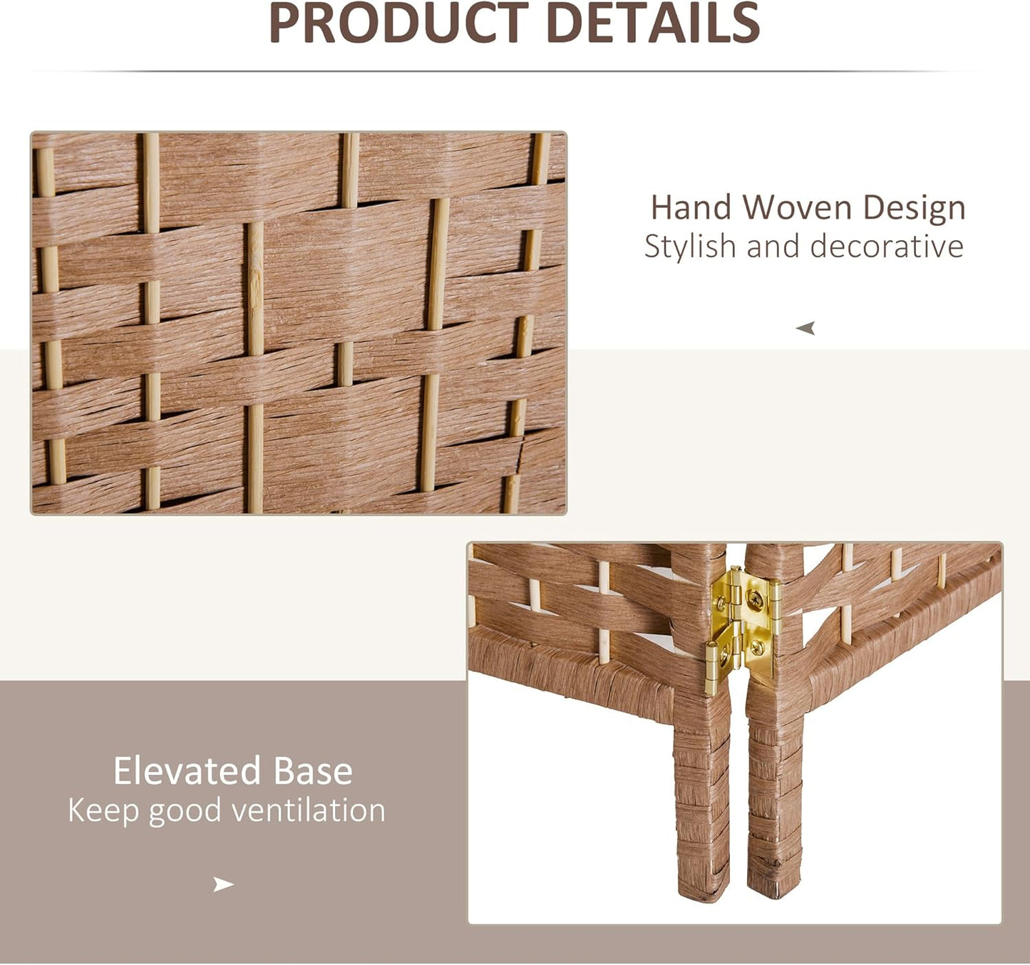 NicBex Room Divider 6 Panel Room Dividers with Woven Rattan Design Partition Room Dividers and Folding Privacy Screens 6 FT Wall Divider for Office,Room Separation,106.25"W x 0.75"D x 70.75"H, Natural