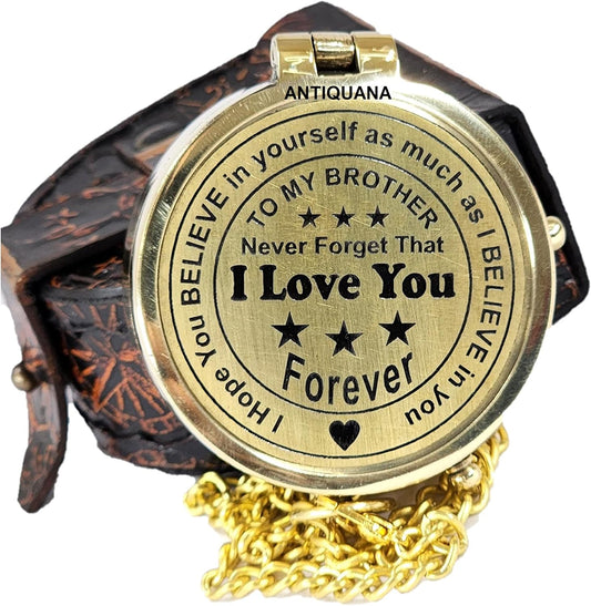 Brass Directional Engraved Compass, Baptism Gifts for Boys Girls, First Communion, Christian Gifts for Men, First Confirmation Gifts for Boys, Inspirational