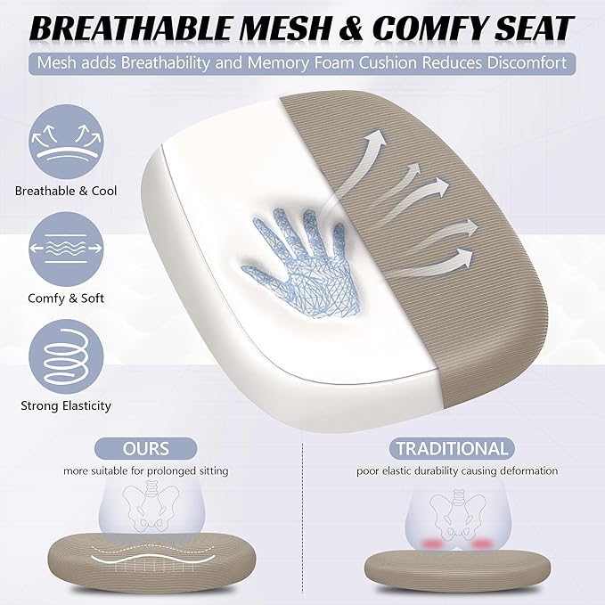 Drafting Chair, Tall Office Chair Ergonomic Standing Desk Chair,with Adjustable Footrest Ring, 3D Lumbar Support, Flip-up Armrests, Swivel Desk Stool for Drawing Working (Khaki)