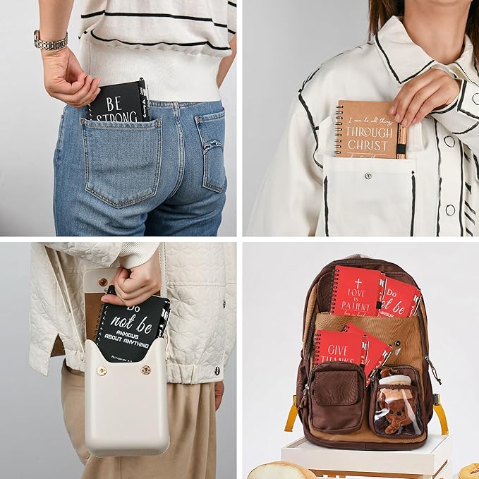 INSADA Christian Prayer Journal Spiral Notebooks Bulk with Pens - Small Notepads (4.13”x5.43”) - Easter Gifts for Women men,Church Members & Bible Study Groups (30 sets multicolor)