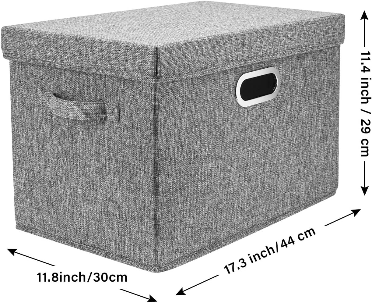 TYEERS Large Collapsible Storage Bins with Lids, Organization Bins for Closet Storage, Clothes Storage, Folding Storage Box with Lids for Home Office Storage - 2 Pack - Gray