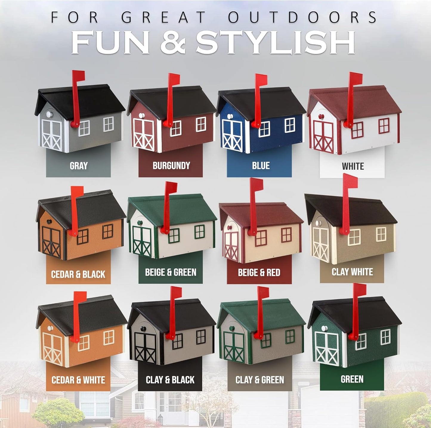 Peaceful Classics Poly Mailbox- Durable, Weather-Resistant Amish Craftsman Mailboxes for Outside Uses Like Front Yard and Road Side- Long-Lasting, Decorative, Modern Mailbox (Clay with Black Trim)