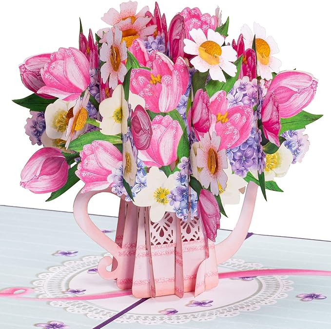 Paper Love Flower Watering Can 3D Pop Up Card, For All Occasion, Birthday, Graduation, Wedding, Mother's Day, Valentine's Day, Thank You, Get Well or Just Because - 5" x 7" Cover - Includes Envelope