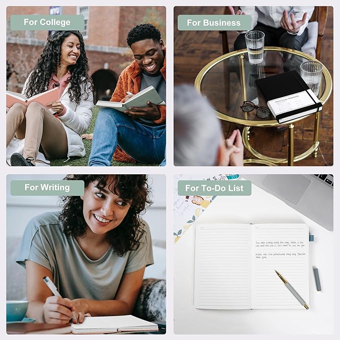 CAGIE 2 Pack Journal for Women Men 320 Pages 100 Gsm Paper Thick Journaling Notebooks A5 Leather Lined Journals for Writing Hardcover Journal Notebook Diary, Green