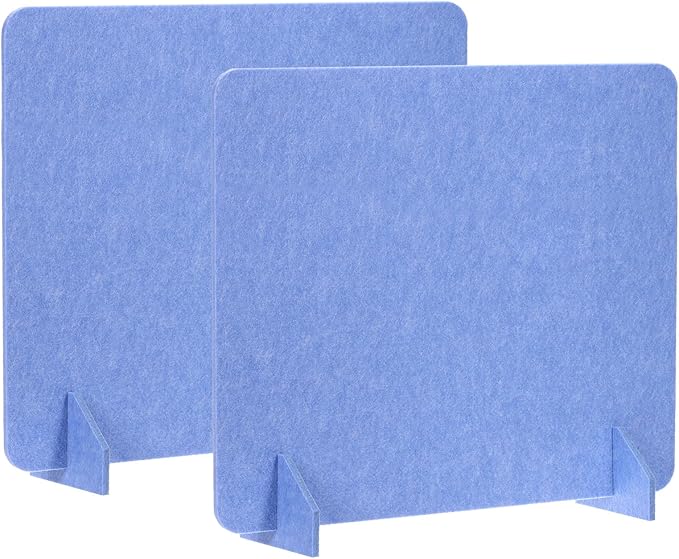 PATIKIL Desk Divider, 2 Set 24 x 24 Inch Acoustic Freestanding Desk Divider Desk Privacy Panel with 4 Pcs Support Feet for Library Office Workstation, Blue
