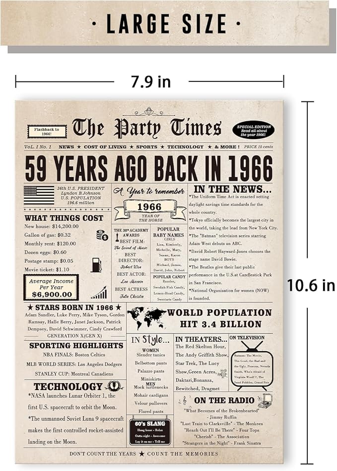 Funny 59th Birthday Card for Her Him, Retro 59th Birthday Decorations for Women Men Mom Dad, Large 59 Years Old Bday Gift Ideas