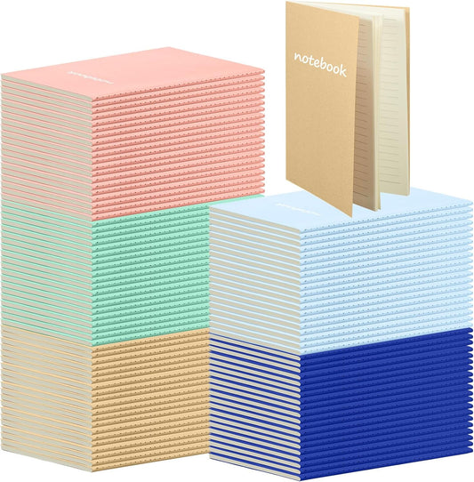 100 Pcs Kraft Notebook Journals 5.5 Inch x 8.3 Inch A5 Softcover Notebooks Bulk for Writing Sketch Office Notepad with 60 Pages 30 Sheets (Multicolor,Lined)(Bright Color,Notebook, Lined)