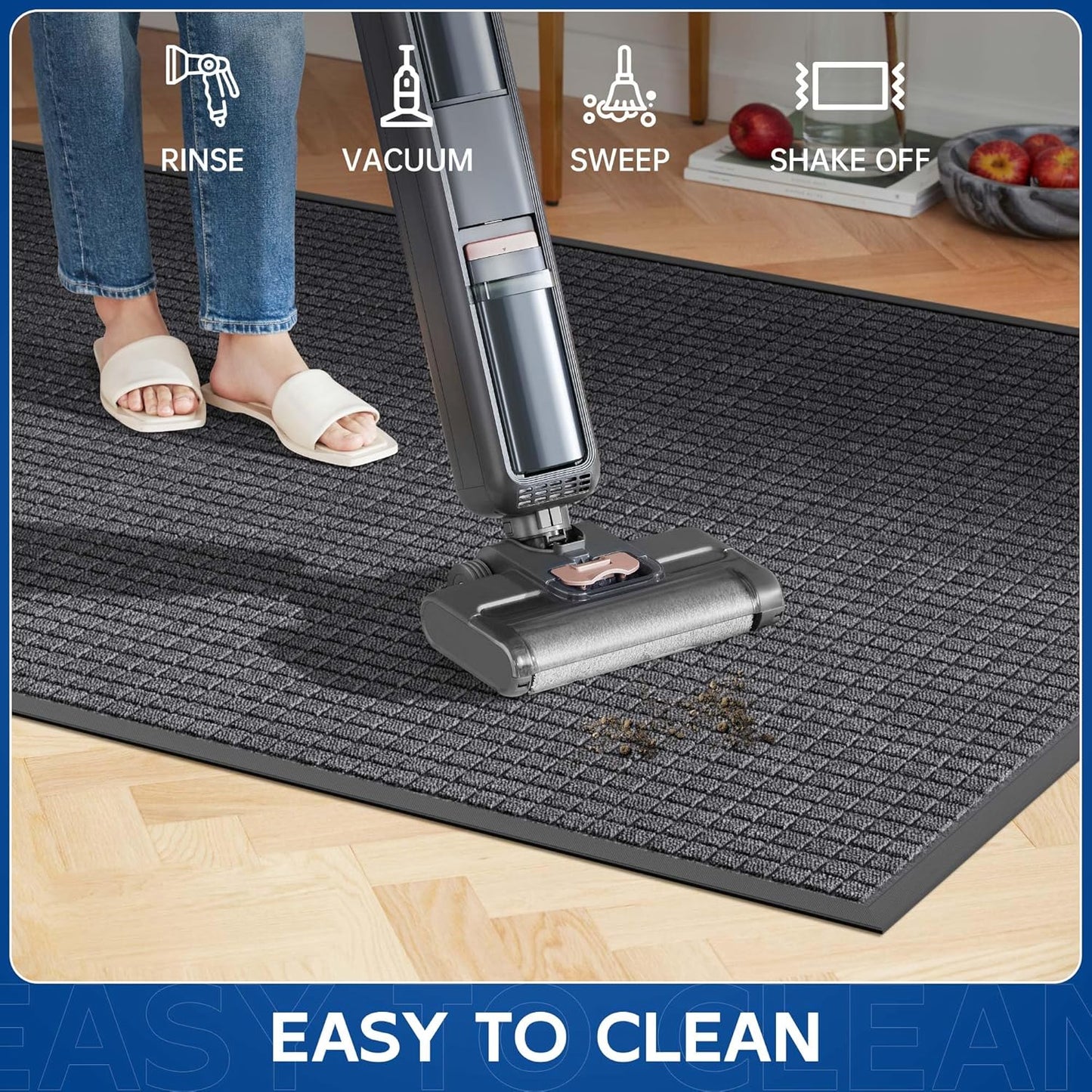 Durable Front Door Mat, 72" x 24" Heavy Duty Indoor Outdoor Doormat for Entryway, Non-Slip Rubber Backing, Stain and Fade Resistant Commercial Floor Mat for Home Office Entry