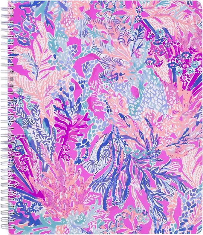 Lilly Pulitzer Large Hardcover Spiral Notebook, 11" x 9.5" with 160 College Ruled Pages, Aquadesiac