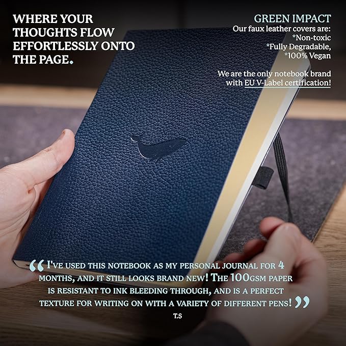 Dingbats A5+ Wildlife Notebook Journal Softcover, Cream 100gsm Ink-Proof Paper, 6 x 8.3 inches, 112 pages (Blue Whale, Dotted Format)