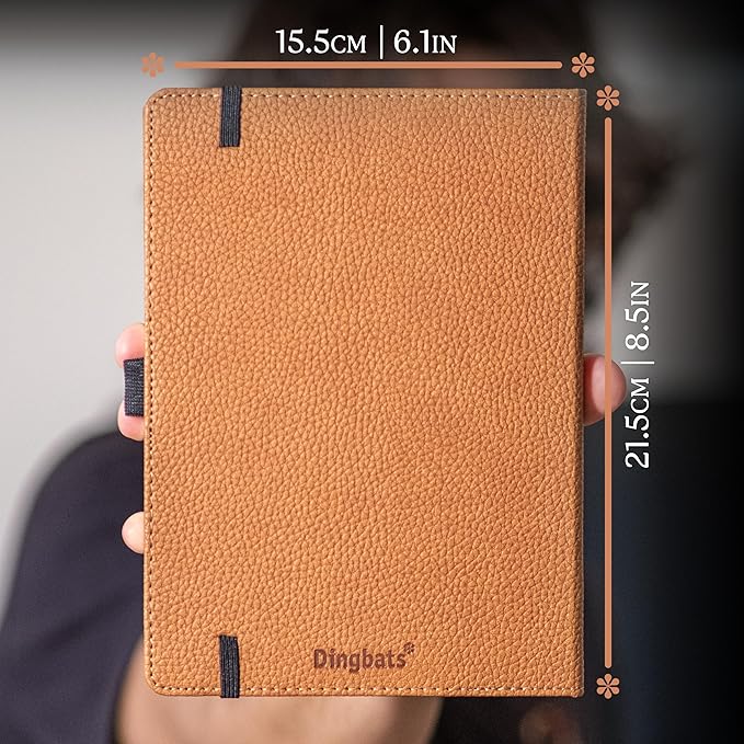 Dingbats* Wildlife Plain Journal Notebook A5 - Vegan Leather Hard Cover, Ideal for Work, Travel - Pocket, Elastic Closure, Bookmark