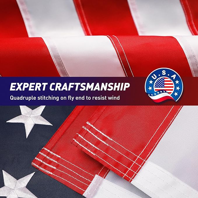American Flag 8x12 FT, US Flags with Embroidered Stars Sewn Stripes Brass Grommets, Vivid Color, All Weather United States Flag, Polyester USA Flag for Outdoors Indoors (8x12 Foot)
