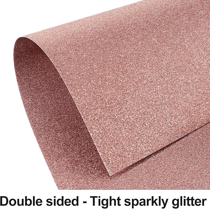Rose Gold Glitter Cardstock 8.5x11 Double-Sided 24 Sheets, Goefun Gold No-Shed Glitter Paper 280GSM/100lb Pink Card Stock for Craft, Art, Invitation, Graduation, Wedding Party