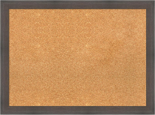 Amanti Art Natural Cork Board for Wall, 23x31 Vision Board with Brown Wood Frame, Medium Corkboard Office Decor for Home Organization, Rustic Farmhouse Corkboard Pinboard to display items for home