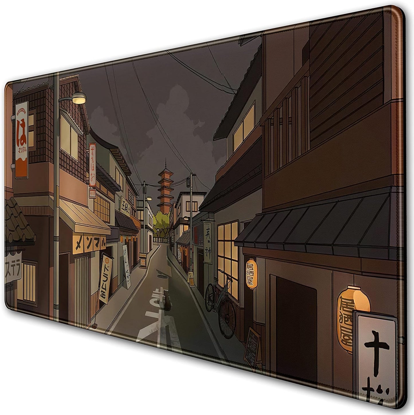 Tokyo Street at Night Kawaii Japanese XL Mouse Pad, Cute Gaming Desk Pads, Anime Large Desktop Mat, XXL Keyboard Mats, Extended Laptop Mat 31.5''X15.7''